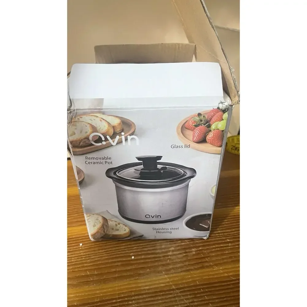 Qvin C.Vin 0.65 Qt Mini Slow Cooker Blue Fondue Pot Food Warmer
